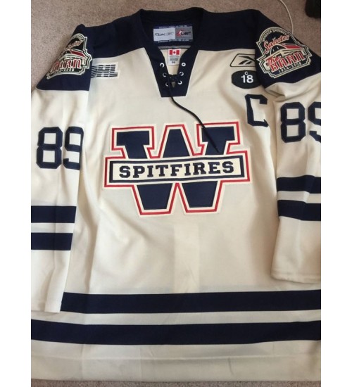 Custom OHL Windsor Spitfires 2010 13 89 Josh Bailey Hockey Jersey Alternate Beige